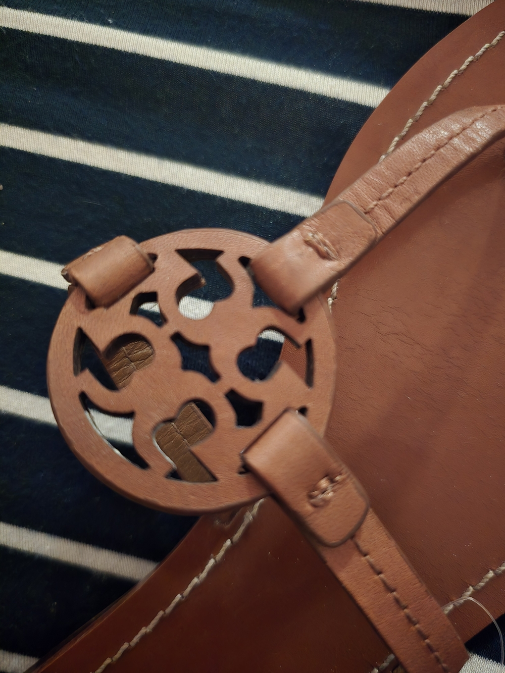 Tory Burch Miller Logo Sandals in Saddle Brown - Picture 5 of 10